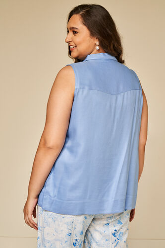 Blue Solid Straight Top, Blue, image 10